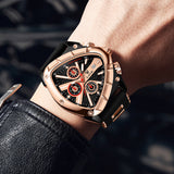 LIGE Mens Watch Analog Chronograph Luxury with Black & Rose-Gold Silicone Strap Wrist Watch For Men