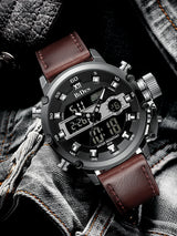 OVERFLY BIDEN Mens Dual Time Chronograph Luxury Wrist Watch For Men Analog-Digital Watch