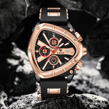 LIGE Mens Watch Analog Chronograph Luxury with Black & Rose-Gold Silicone Strap Wrist Watch For Men