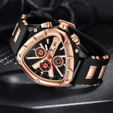 LIGE Mens Watch Analog Chronograph Luxury with Black & Rose-Gold Silicone Strap Wrist Watch For Men