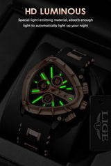 LIGE Mens Watch Analog Chronograph Luxury with Black Silicone Strap Wrist Watch For Men