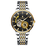 POEDGAR Automatic Mechanical Luxury skeleton wrist watch stainless steel strap Analog Watch For Men