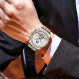 OVERFLY BIDEN MENS Automatic Skeleton Mechanical wrist Watch For Men