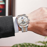 OVERFLY BIDEN MENS Automatic Skeleton Mechanical wrist Watch For Men