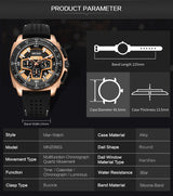 OVERFLY MEGIR Sports Chronograph Watch For-Men(NOW IN INDIA)-2056-Black-Gold