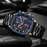 MEGIR Mens Watch Analog Chronograph Luxury with Blue Neto Strap wrist Watch For Men