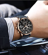 OVERFLY OLEVS Mens Watch Analog Chronograph Luxury Watch Rose Gold and Gold & Steel Strap Wrist Watch For Men