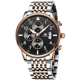 OVERFLY OLEVS Mens Watch Analog Chronograph Luxury Watch Rose Gold and Gold & Steel Strap Wrist Watch For Men