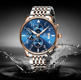 OVERFLY OLEVS Mens Watch Analog Chronograph Luxury Watch Rose Gold and Gold & Steel Strap Wrist Watch For Men
