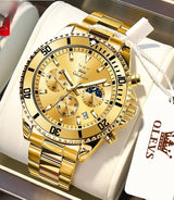 OLEVS Mens Watch Analog Chronograph Luxury Two Tone Stainless Steel Wrist Watch For Men