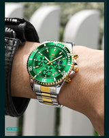 OLEVS Mens Watch Analog Chronograph Luxury Two Tone Stainless Steel Wrist Watch For Men