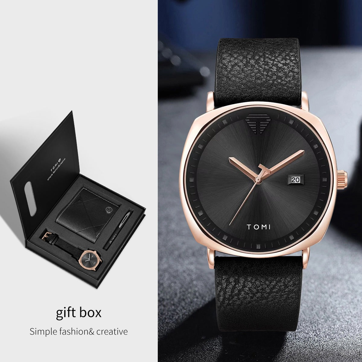 OVERFLY Tomi Mens Luxury Analog Watch with Wallet & Pen Combo Set