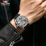 TEVISE Mens Automatic Skeleton Dial Luxury Watch for Men