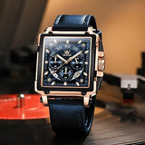 OVERFLY OLEVS Mens Watch Analog Chronograph Luxury Watch Rose Gold and Brown Leather Strap Wrist Watch For Men