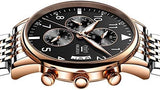 OLEVS Mens Watch Analog Chronograph Luxury Black with Rose Gold Wrist Watch For Men