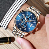 OVERFLY OLEVS Mens Watch Analog Chronograph Luxury Watch Rose Gold and Gold & Steel Strap Wrist Watch For Men