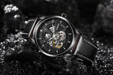 OVERFLY OUBAOER Automatic Skeleton Mechanical Luxury wrist Watch For Men