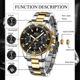 OVERFLY BIDEN Mens Watch Analog Chronograph Luxury wrist Watch for Men