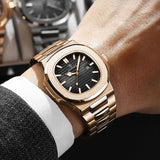 OVERFLY POEDAGAR Analog Luxury Rose Gold with Extra Brown Strap Watch For Men