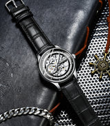 TEVISE Mens Watch Automatic Mechanical Luxury with Black Leather strap wrist Watch for Men