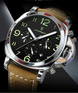 POEDAGAR Mens Luxury Watch Analog Chronograph Luxury Leather Strap Wrist Watch for Men