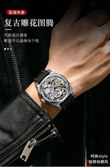 TEVISE Mens Automatic Skeleton Dial Luxury Watch for Men
