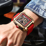 OVERFLY LIGE NOW IN INDIA - Rectangle Dial Men's Analog Chronograph Watch (8981-Red)