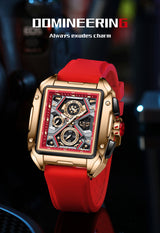 OVERFLY LIGE NOW IN INDIA - Rectangle Dial Men's Analog Chronograph Watch (8981-Red)