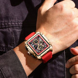 OVERFLY LIGE NOW IN INDIA - Rectangle Dial Men's Analog Chronograph Watch (8981-Red)