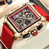 OVERFLY LIGE NOW IN INDIA - Rectangle Dial Men's Analog Chronograph Watch (8981-Red)