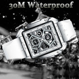 OVERFLY LIGE Mens Watch Analog Chronograph Luxury Rectangle Dial wrist Watch For Men