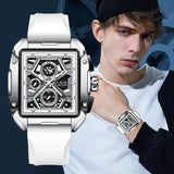 OVERFLY LIGE Mens Watch Analog Chronograph Luxury Rectangle Dial wrist Watch For Men