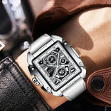 OVERFLY LIGE Mens Watch Analog Chronograph Luxury Rectangle Dial wrist Watch For Men