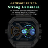 POEDAGAR Mens Dual Time Chronograph Luxury Watch Wrist Watch For Men Analog-Digital Watch