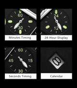 POEDAGAR Mens Watches Chronograph Luxury Leather Strap Wrist Watch For Men