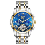 TEVISE Automatic Mechanical Luxury skeleton wrist watch stainless steel strap Analog Watch For Men