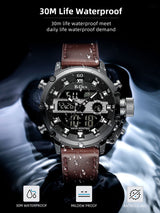 OVERFLY BIDEN Mens Dual Time Chronograph Luxury Wrist Watch For Men Analog-Digital Watch