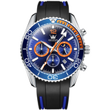 OLEVS Mens Watch Analog Chronograph Luxury Blue Silicon Strap Wrist Watch For Men