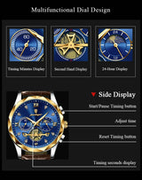 OVERFLY POEDAGAR Mens Watch Analog Multifunction Luxury wrist Watch For Men