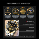 OVERFLY POEDAGAR Mens Watch Analog Multifunction Luxury wrist Watch For Men