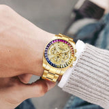 OVERFLY BIDEN Mens Analog Chronograph Luxury Rainbow Bezal wrist Watch For Men