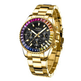 OVERFLY BIDEN Mens Analog Chronograph Luxury Rainbow Bezal wrist Watch For Men
