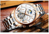 OVERFLY BIDEN MENS Automatic Skeleton Mechanical Multifunction wrist Watch For Men