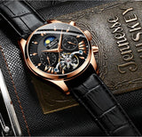 OVERFLY BIDEN MENS Automatic Skeleton Mechanical Multifunction wrist Watch For Men