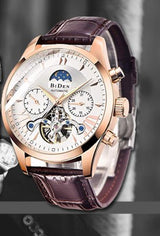 OVERFLY BIDEN MENS Automatic Skeleton Mechanical Multifunction wrist Watch For Men