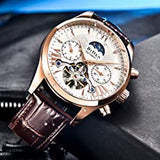 OVERFLY BIDEN MENS Automatic Skeleton Mechanical Multifunction wrist Watch For Men