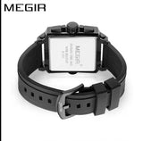 MEGIR Mens Watch Analog Chronograph Luxury with Black Silicone Strap Wrist Watch For Men