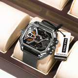 POEDAGAR Mens Dual Time Chronograph Luxury Watch Wrist Watch For Men Analog-Digital Watch