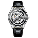 TEVISE Mens Watch Automatic Mechanical Luxury with Black Leather strap wrist Watch for Men