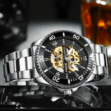 OVERFLY BIDEN MENS Automatic Skeleton Mechanical wrist Watch For Men